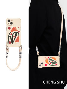 เคสโทรศัพท์ซิลิโคนสาขามะกอกสําหรับ iPhone 14 Pro Max ดอกไม้สีส้ม ผ้าฝ้าย เชือกมือถือเชือกแขวนป้องกันการล่มสลาย