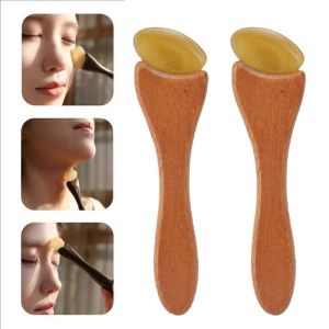 Dorisna 2Pcs Sandalwood Massager Face Lifting and Tightening Eye Massage Stick Skin Gua Sha Tool Natural Material