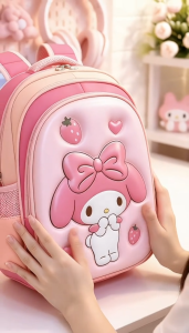 CJY SHOP#9957 Fashion3D cartoon character themed KIDS 14inches backpack features a molded hard-case on front panel