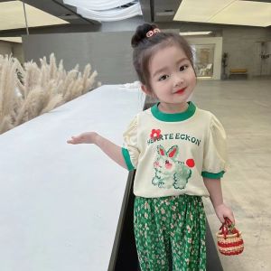 Kids Pants Sets for Baby Girl T-Shirts + Long Pants Kids Summer Korean Clothes Girl Two-piece Sets