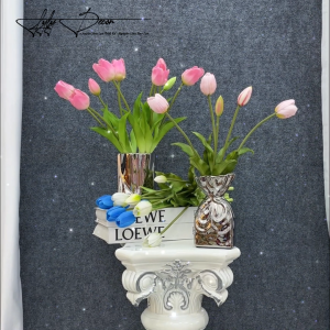 Bó hoa tulip cao su 5 bông dài 40cm hàng nhập cao cấp xinh như thật. Hoa Lụa LyLy Decor