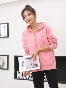 Womens Zipper Cardigan Sweatshirts Spring Autumn Pure Cotton Sporty Casual Tops Purple White Comfortable Streetwear