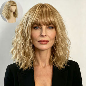 Wig Womens Short Egg Roll Corn Permed Wool Roll Air Bangs Medium Long Hair Headgear