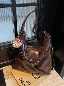 Retro Commuter Large Capacity Womens Tote Bag Lightweight Double Shoulder Backpack Single Crossbody Bag Trendy Design 2025 New Model