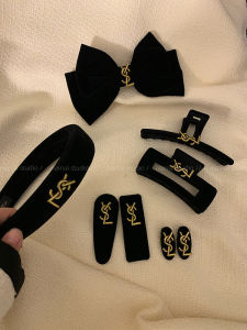 Retro French Style Black Velvet Hair Clips with Butterfly Knot Design Non-Tessellated Grip Classification Hair Accessories