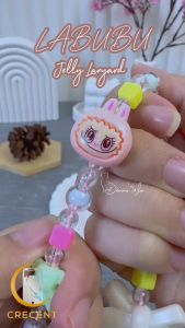 PART 3 LABUBU Bowtie Jelly Lanyard Tali Gantungan Gelang Strap HP Phone Charm Handphone Device Kamera Handmade Macaron Candy Lanyard Full Warna Korean Style Black Pink Estetik Bracelet Beads POPMART Labubu All Style Pita Bowtie