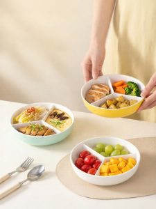 onlycook | Colorful Ceramic Partitioned Microwaveable Plate 3 Sections