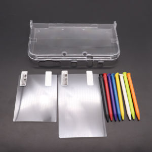 For New 3DS XL LL Clear Split Shell Transparent Protective Cover Case Screen Film LCD Screen Protector Plastic / Metal Stylus