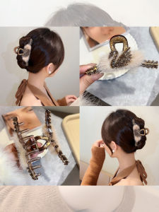 Elegant Spring Summer Plush Hair Claw Womens Shark Clamp Back of Head Hair Clip Fashionable Hair Accessories Zanqwe Brand