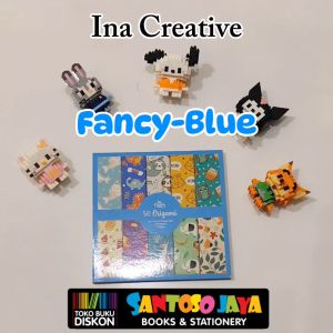 Kertas Lipat INA Fancy Cover Biru 16x16 cm - 50 Origami 10 Motif