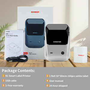 NIIMBOT B1เครื่องพิมพ์ฉลากความร้อนบลูทูธ2นิ้วแบบกันน้ำการระบุอัตโนมัติมีหลายแบบเข้ากันได้กับโทรศัพท์พีซีธุรกิจสำนักงานบ้านโรงเรียนพร้อมป้ายฟรีลูกปัดเรซิ่นหลากสี