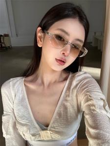 แว่นกันแดดทรงตาแมวแบบไม่มีขอบ Meliya 2025 สำหรับผู้หญิง ทรงสี่เหลี่ยม ทรงกลม สไตล์เรโทร แว่นกันแดดแบบลำลอง สีสันสดใส ป้องกันแสงแดด