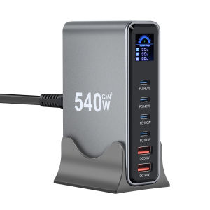 New 540W Desktop GaN Charging Station with Display Multi-port Charging 4C2A Fast-charging Hub Suitable for Phones Tablets