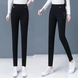 Fleece-lined Thick Jeans Women Winter plus Size Skinny Pants Elastic Waistband Slimming Skinny Pencil Pants Plus Size Ladies Pants Women