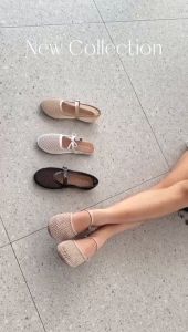 SAHIKU - Farra Mesh Flat Sandals II Sepatu Sandal Balet Fishnet II Sendal Tali Jaring Net Korean Style Wanita