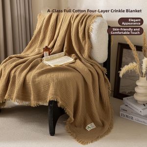 BEIPIN | Air Conditioner & Nap-friendly Cotton Gauze Tassel Blanket