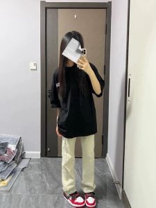 American Retro Vibe Pure Cotton Letter Short Sleeve T-shirt Female Summer Loose Small Oversize Half Sleeve Tops