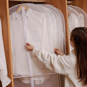 Home Use Dustproof Clothes Cover Hanging Coat Transparent Outerwear down Jacket Long Bag Storage Organizer Japanese Style