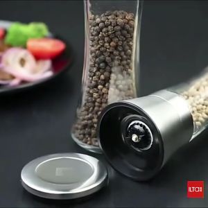 DỤNG CỤ XAY TIÊU CẦM TAY INOX CAO CẤP - Lọ Xay Tiêu Hũ Đựng Tiêu Thủy Tinh