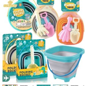 Add to Wish List Beach Toys Water Digging Sand Retractable Bucket Folding Fishing Silicone Portable Small Colorful For Kids