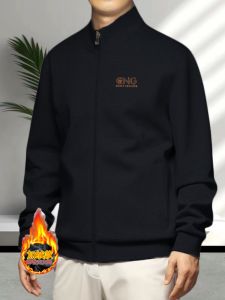 Plus Size Jacket Stand Collar Coat Mens Clothing Autumn and Winter Plus-Size Dad Fathers Clothes Fat Guy Loose Middle-Aged and Elderly