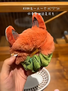 Plush Fox Ears Hair Tie Scrunchie Elastic Zootopia 2 Judy Nick Hair Band for Women Girls Ponytail Holder Hair Accessories