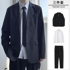 Mens Small Suit Outfit Korean Style Trendy Leisure Suit All-Match Pu Shuai Business Clothing Coat DK Black Top