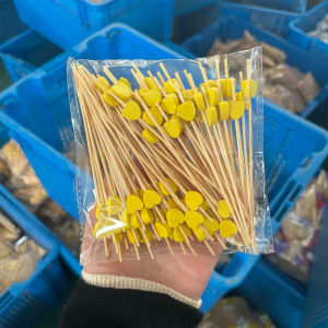 100pcs/pack Heart Flower Bamboo Pick Buffet Cupcake Fruit Fork Party Dessert Salad Stick Cocktail Skewer for Wedding Decor