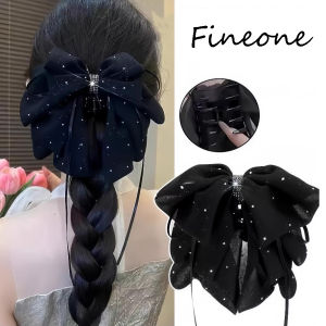 Elegant Satin Hair Claw Starry Sky Butterfly Knot Half up Bun Hair Clip for Women  Hair Accessories