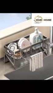 HOME-HOUND 1pcs Sponge Drainer Rack & Stainless Kitchen Organizer