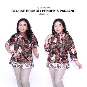Putri Nasya Blouse Batik Big Size LD 140 Wanita Atasan Batik Jumbo L-XL-2L-3L-4L-5L-6L-7L Model Blus Jumbo Kerja Batik / Atasan Big Size Kerja Wanita / Pakaian Batik Kantor Formal Bahan Katun Seragam Super Big / Baju Batik Kekinian Terbaru Modern Trendy