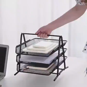 3/4/5 Layer Metal File Organizer Sliding Storage Tray Desk Office Document Paper Organizer Space Saving Home Office Multifunctional