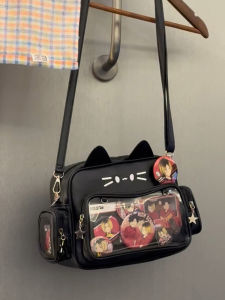 Cute Mechanical Cat Backpack from Japan Perfect for Youth Casual Scenarios Transparent Cool Side Bag with Animal Pattern