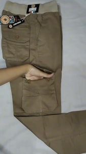 CELANA KARGO DEWASA / CELANA CARGO PRIA PANJANG MOCHA (BAHAN DENIM PREMIUM)