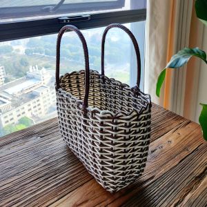 Luxury Style Large Size Plastic Wicker Handheld Basket Fashionable Shopping Basket Picnic Basket Handcrafted Market Basket