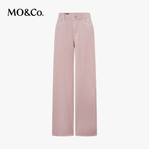 MO&Co. | Summer Pink-Brown Yeast Washed Long-Staple Cotton Linen Low Waist Wide Leg Jeans