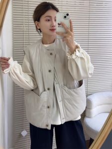 SHIMO | Layered Short Cotton Vest for Women Fall Winter New Style Korean Fashionable High-end Petite Outerwear