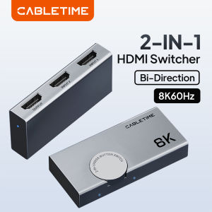 CABLETIME HDMI 2.1 Splitter Switch 8K 60Hz 4K 120Hz Bi-Direction 2 in 1 out HDMI Switcher Knob Design Adapter for Laptop Macbook