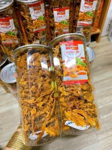 Khô mực xé sợi tẩm gia vị hộp 250gr - Ăn vặt Thi Thi