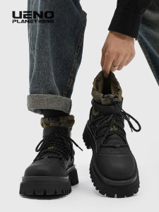 Thick Bottomed Waterproof Martin Boots Men Women Outdoor Climbing Camping Travel Function Boots Short Fur Lined Couple Workwear