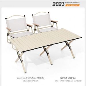 LINSI | Folding Camping Table and Chair Set Pink
