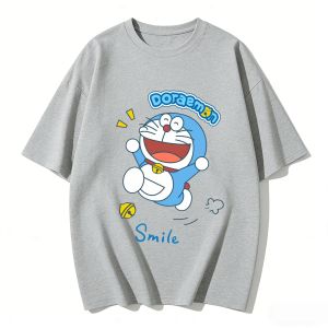 52TOYS | 2026 Summer Doraemons Cartoon Printed Short Sleeve Pure Cotton T-shirt Couple Tees Classic Casual Family Matching Outfits Tops