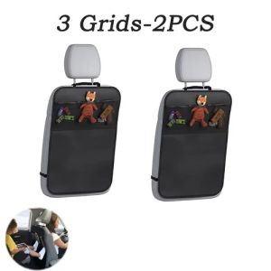 2pcs Oxford Fabric Car Seat Kick Mats with Hanging Pockets - Durable Easy-Clean Backseat Organizer for Rear Seats Front Seats