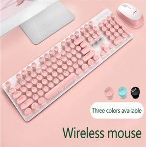 Xinmeng N520 Wireless Ergonomic Keyboard & Mouse Set Mixed Candy Cute Color Retro Round Keys For Laptop PC