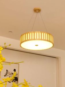 Wooden Pendant Light LED Dining Room Lamp Round Tatami Bedroom Tea Room Living Room Japanese Study Ligh
