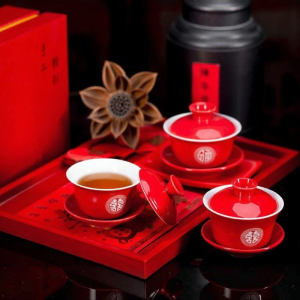 Wedding Ceremonial Gaiwan Ceramic Tea Set