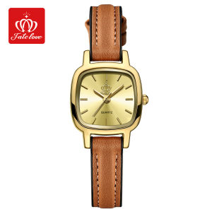 FateLove Womens Watch 100% Original Genuine Waterproof Quartz Watch Simple Dial Leather Strap Elegant Womens Watch