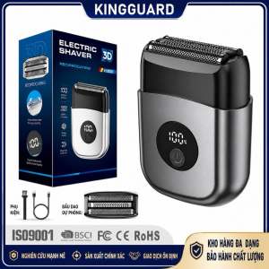 Máy Cạo Râu Điện Mini 3D 3 Lưỡi Dao Màn Hình LED Hiển Thị Pin Sạc USB-C Kèm Chổi Vệ Sinh Hộp Cao Cấp