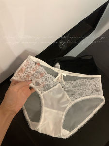 กางเกงชั้นในผ้าซาตินสุดเซ็กซี่สำหรับผู้หญิง 2025 กางเกงชั้นในผ้าตาข่ายโปร่งใสเอวต่ำแบบลูกไม้คอตตอนแท้สุดเซ็กซี่