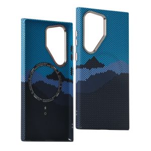 Luxury Carbon Fiber Case For Samsung Galaxy S25 Ultra S24 S23 Plus Shockproof PC Relief For MagSafe Wireless Charging Cover